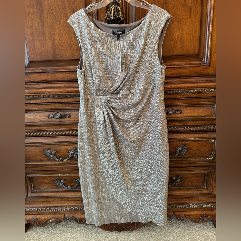 Dressbarn Shimmering Sleeveless Draped Dress NWT